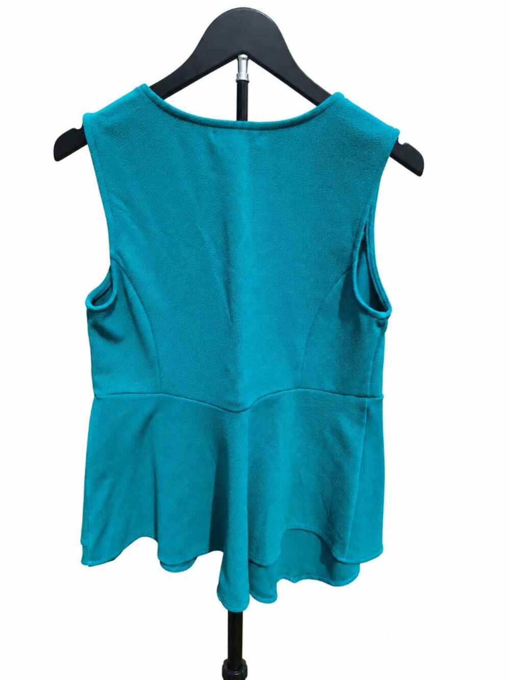 Lane Bryant Teal Peplum Tank Top 14/16 V Neck Career Office Plus Size - Picture 3 of 7